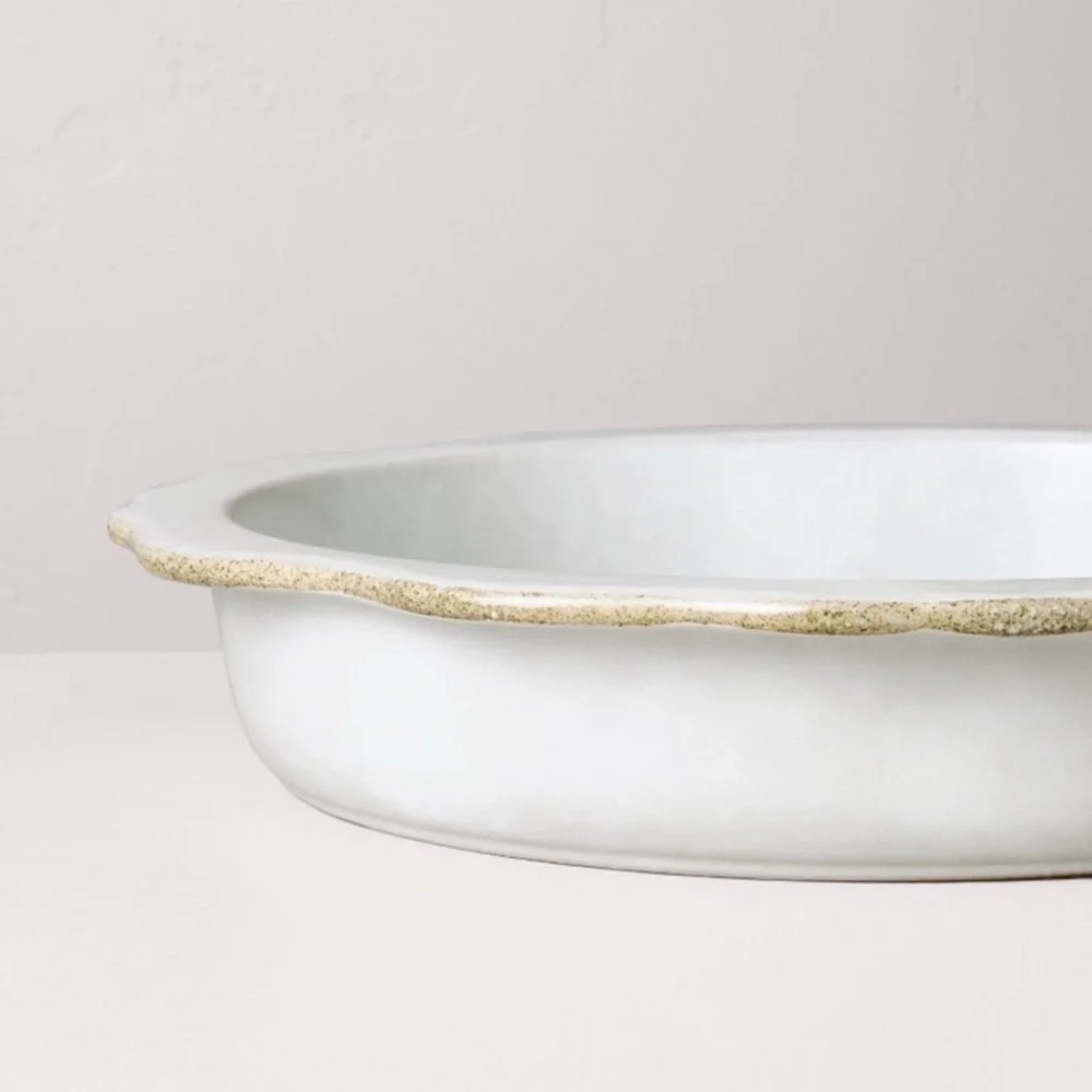 Hearth & Hand with Magnolia Carved Edge Cream Pie Plate Baking Dish NEW